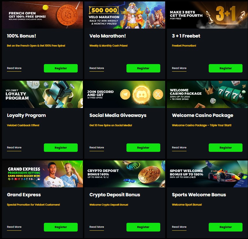 Bonuses at VeloBet Casino Australia